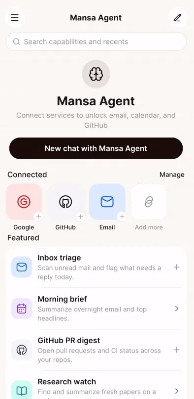 Mansa Agent app interface